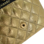 Chanel Metallic Gold Lambskin Classic Flap Micro Bag Pouch 154090