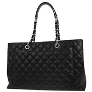Chanel Black Calfskin Grand Shopping Tote GST XL Chain Handbag 154091