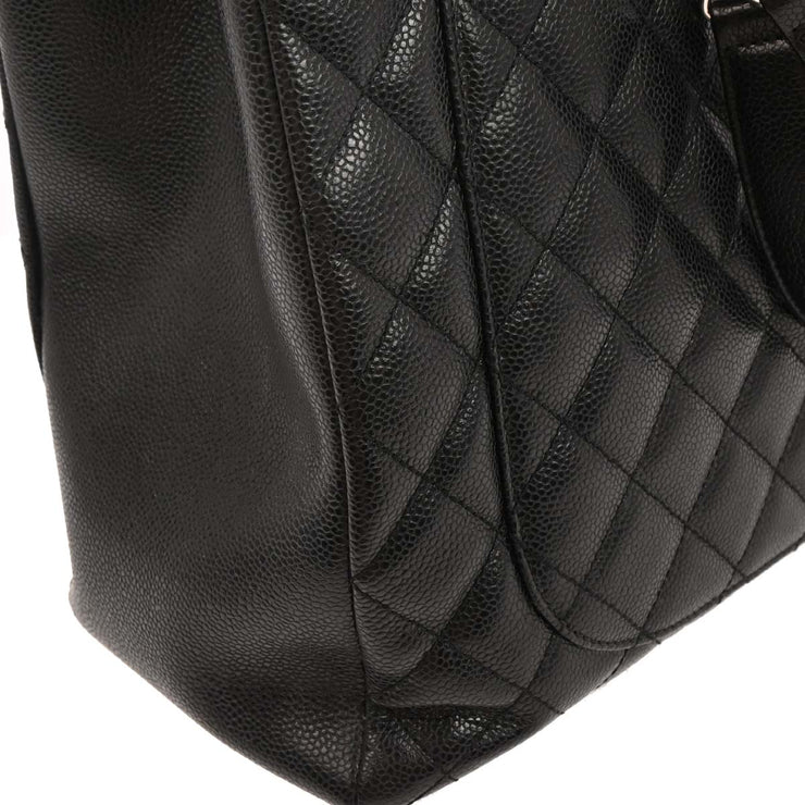 Chanel Black Calfskin Grand Shopping Tote GST XL Chain Handbag 154091