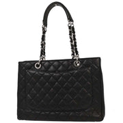Chanel Black Calfskin Grand Shopping Tote GST Chain Handbag 154094