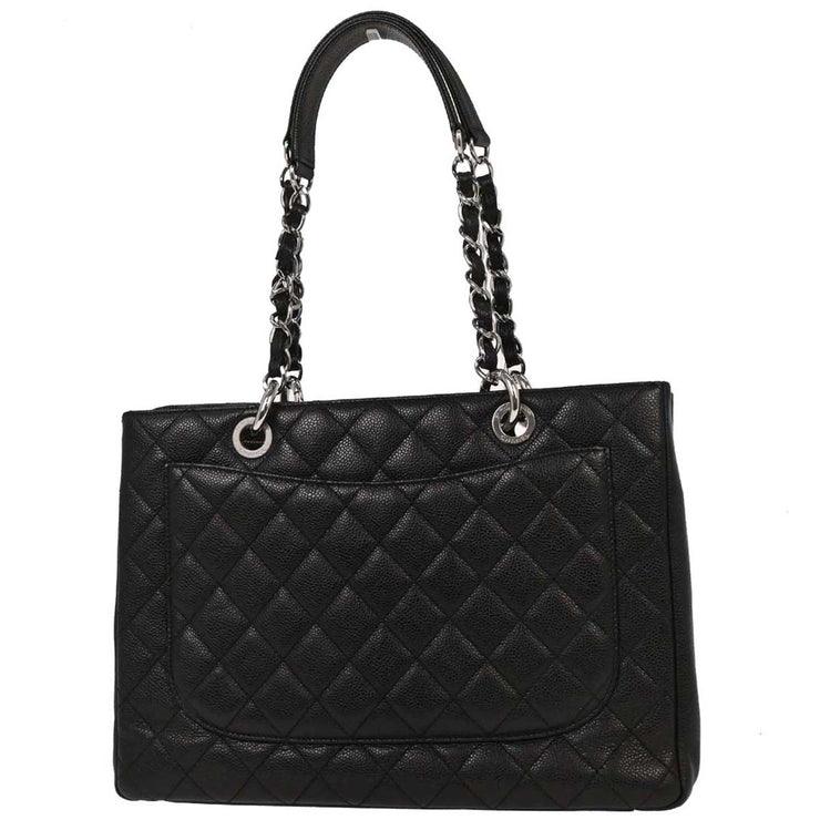 Chanel Black Calfskin Grand Shopping Tote GST Chain Handbag 154094