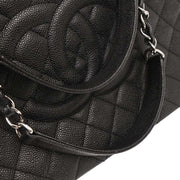 Chanel Black Calfskin Grand Shopping Tote GST Chain Handbag 154094