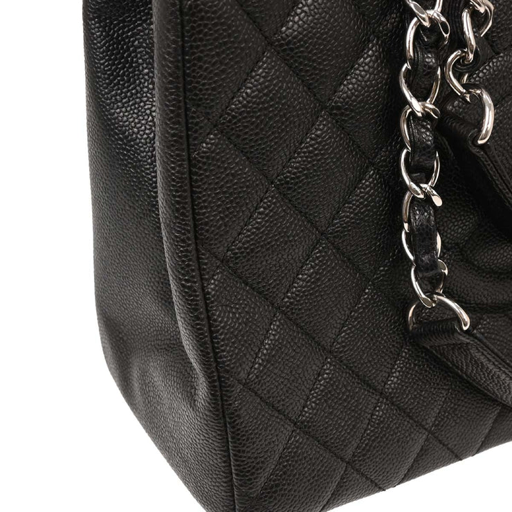 Chanel Black Calfskin Grand Shopping Tote GST Chain Handbag 154094