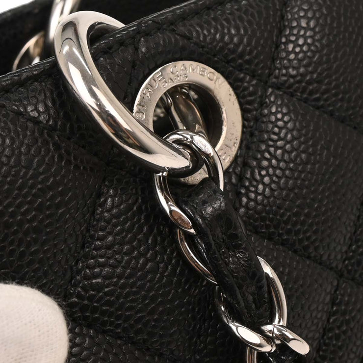 Chanel Black Calfskin Grand Shopping Tote GST Chain Handbag 154094