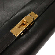 Hermes Black Box Calf Kelly 32 Sellier Handbag  Circle:X 154103