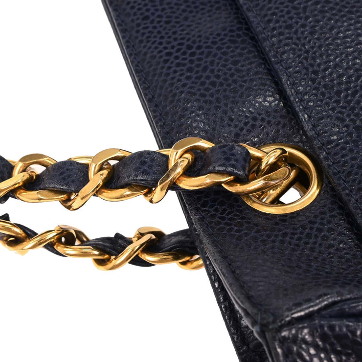Chanel Navy Calfskin Triple CC Shoulder Tote Bag 154135