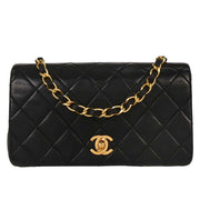Chanel Black Lambskin Turnlock Mini Full Flap Shoulder Bag 154136