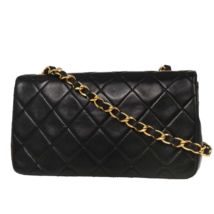 Chanel Black Lambskin Turnlock Mini Full Flap Shoulder Bag 154136