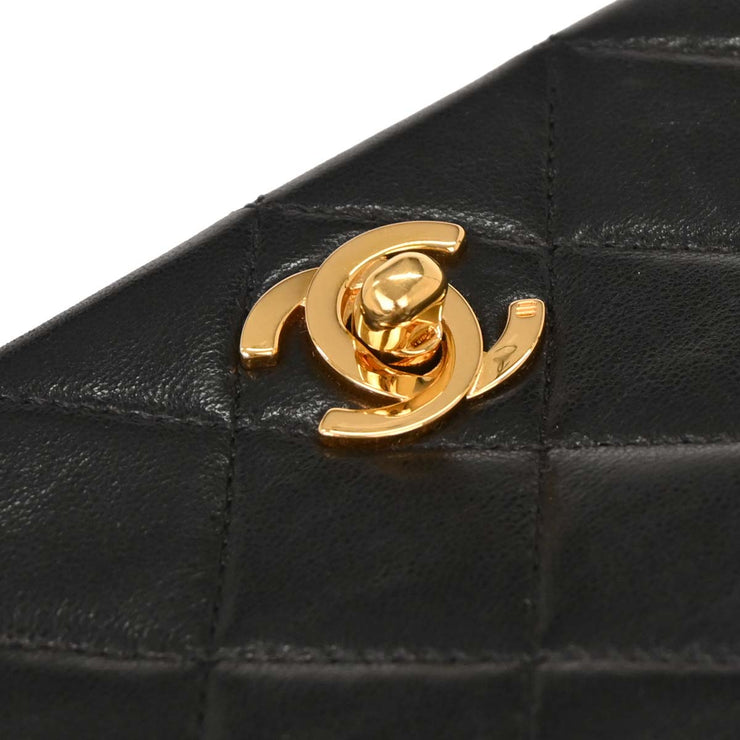 Chanel Black Lambskin Turnlock Mini Full Flap Shoulder Bag 154136