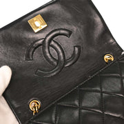 Chanel Black Lambskin Turnlock Mini Full Flap Shoulder Bag 154136