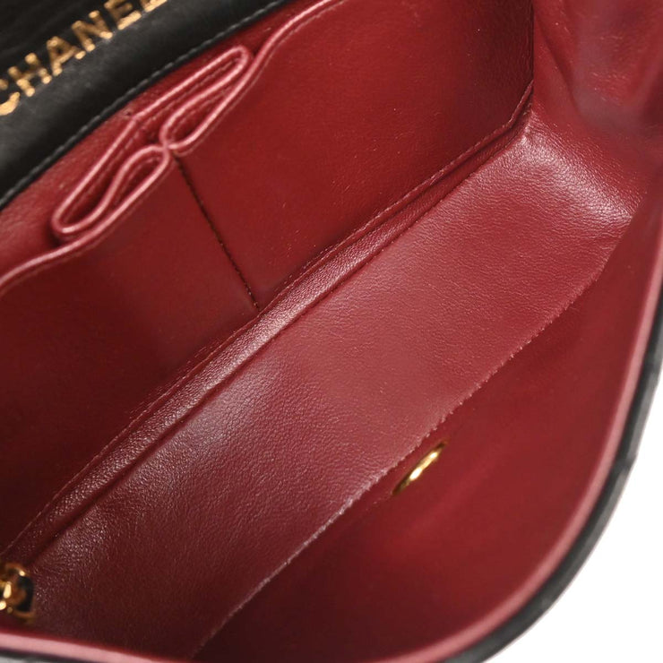 Chanel Black Lambskin Turnlock Mini Full Flap Shoulder Bag 154136