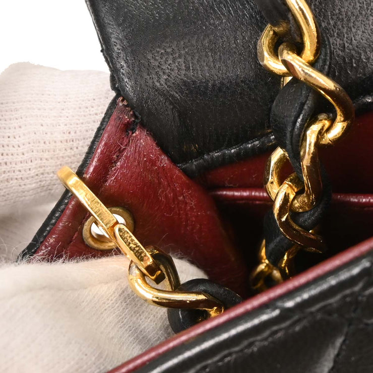 Chanel Black Lambskin Turnlock Mini Full Flap Shoulder Bag 154136