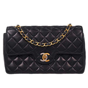 Chanel Navy Lambskin Paris Small Double Flap Shoulder Bag 154137