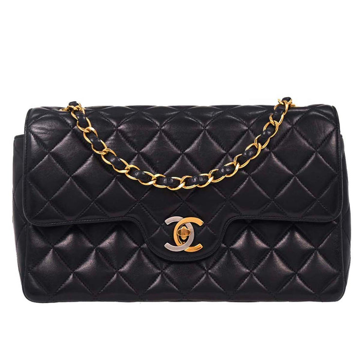 Chanel Navy Lambskin Paris Small Double Flap Shoulder Bag 154137