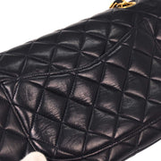 Chanel Navy Lambskin Paris Small Double Flap Shoulder Bag 154137