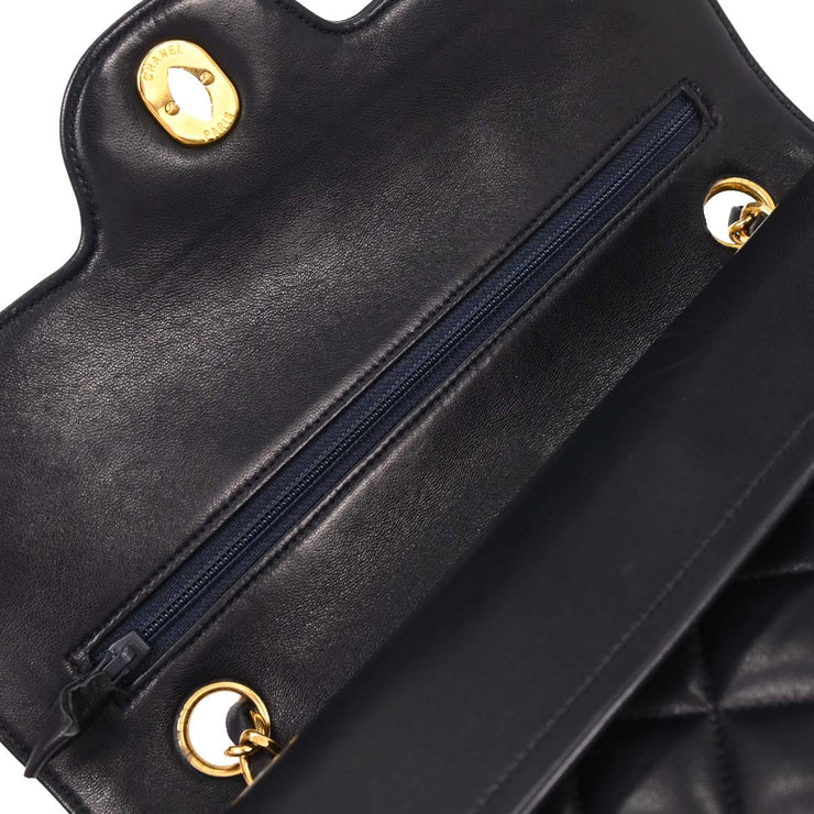 Chanel Navy Lambskin Paris Small Double Flap Shoulder Bag 154137
