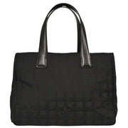 Chanel Black Jacquard Nylon Travel Line Tote Handbag 154138