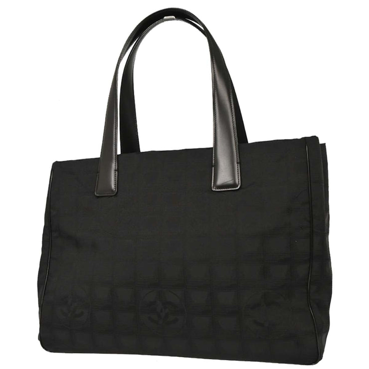 Chanel Black Jacquard Nylon Travel Line Tote Handbag 154138