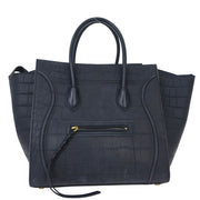 Celine * Navy Leather Mini Luggage Tote Bag S-LA-4105 154148