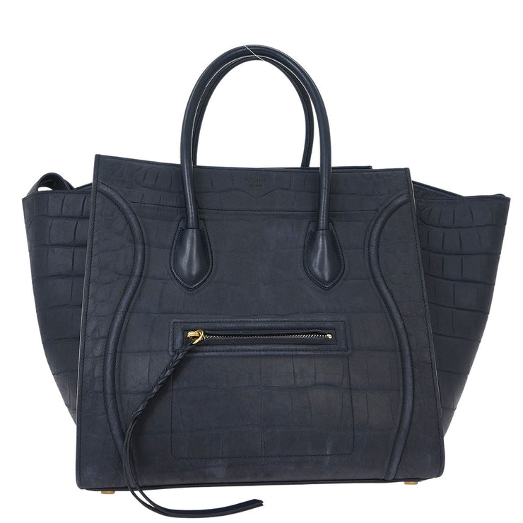 Celine * Navy Leather Mini Luggage Tote Bag S-LA-4105 154148