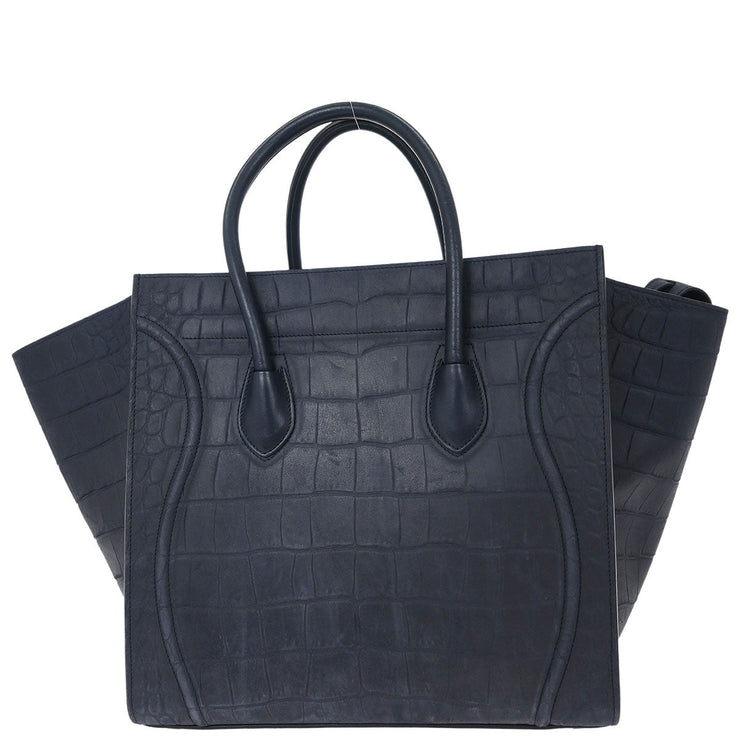 Celine * Navy Leather Mini Luggage Tote Bag S-LA-4105 154148