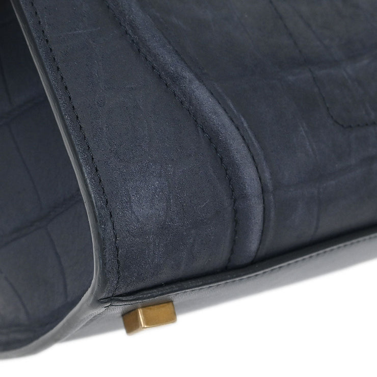 Celine * Navy Leather Mini Luggage Tote Bag S-LA-4105 154148