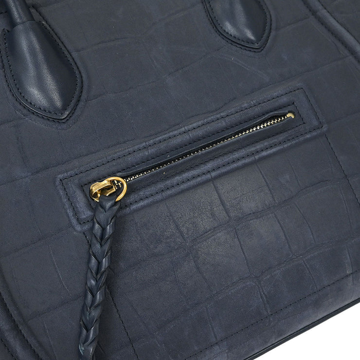 Celine * Navy Leather Mini Luggage Tote Bag S-LA-4105 154148