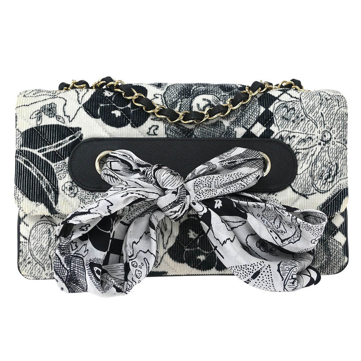 Chanel Black White Canvas Shoulder Bag 154150