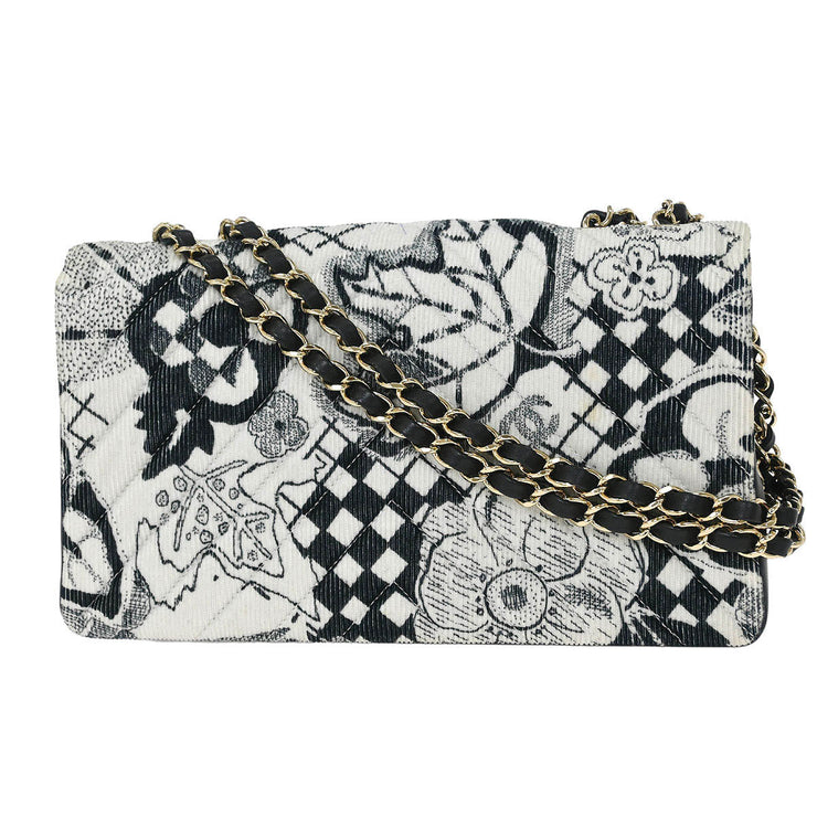 Chanel Black White Canvas Shoulder Bag 154150