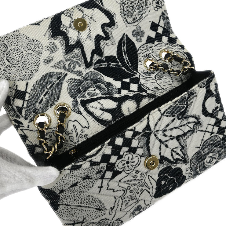 Chanel Black White Canvas Shoulder Bag 154150