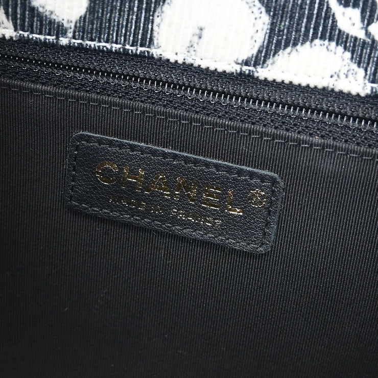 Chanel Black White Canvas Shoulder Bag 154150