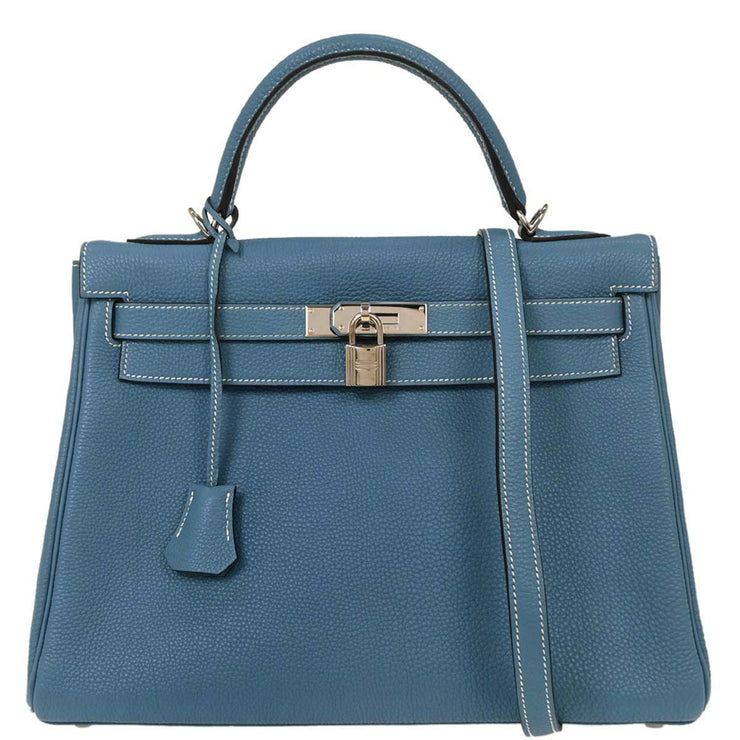 Hermes Blue Jean Togo Kelly 32 Retourne 2way Handbag Square:J 135.S 154161