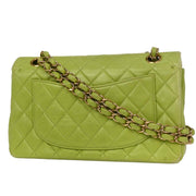 Chanel Green Lambskin Small Classic Double Flap Shoulder Bag 154162