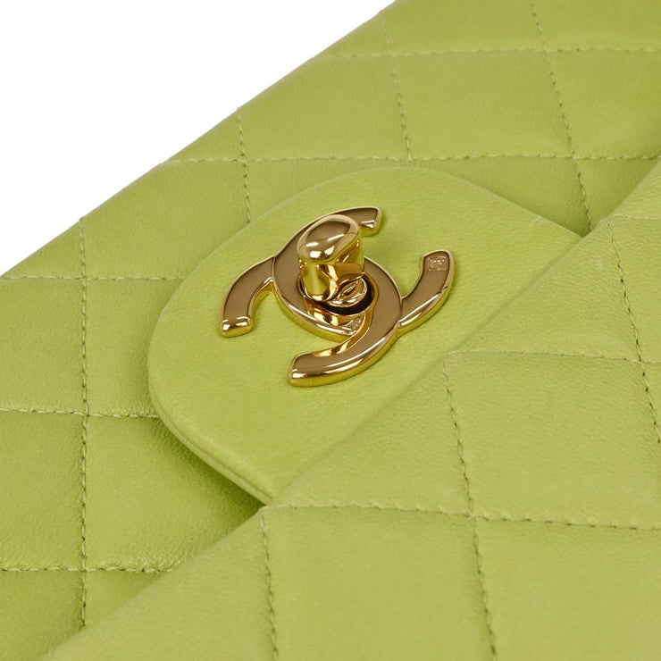 Chanel Green Lambskin Small Classic Double Flap Shoulder Bag 154162