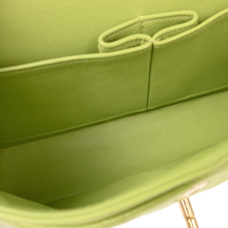 Chanel Green Lambskin Small Classic Double Flap Shoulder Bag 154162