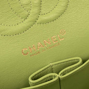 Chanel Green Lambskin Small Classic Double Flap Shoulder Bag 154162