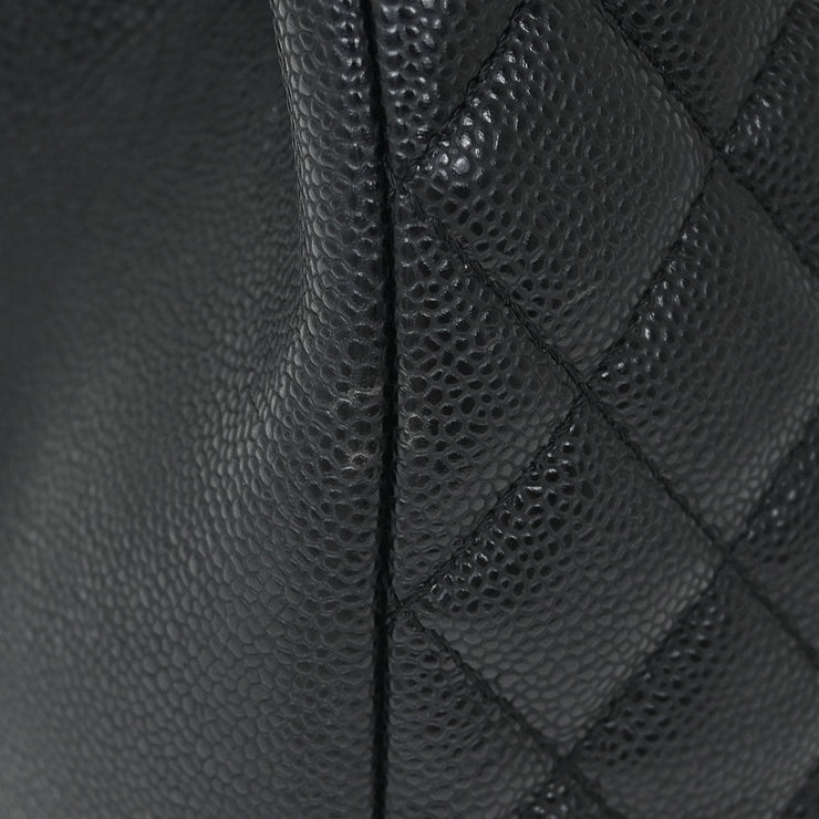 Chanel Black Calfskin Grand Shopping Tote GST XL Chain Handbag 154164