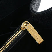 Chanel Black Calfskin Grand Shopping Tote GST XL Chain Handbag 154164