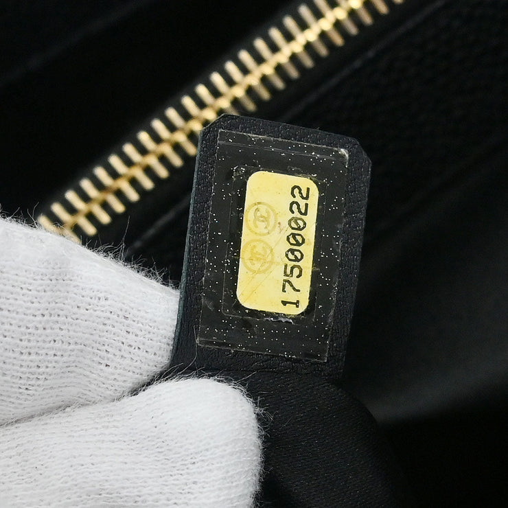 Chanel Black Calfskin Grand Shopping Tote GST XL Chain Handbag 154164