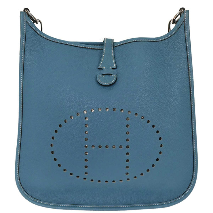 Hermes Blue Jean Togo Evelyne 1 PM Shoulder Bag RB Square:G 154165