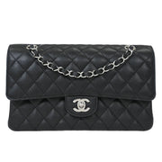 Chanel Black Calfskin Medium Classic Double Flap Shoulder Bag 154172