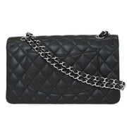 Chanel Black Calfskin Medium Classic Double Flap Shoulder Bag 154172