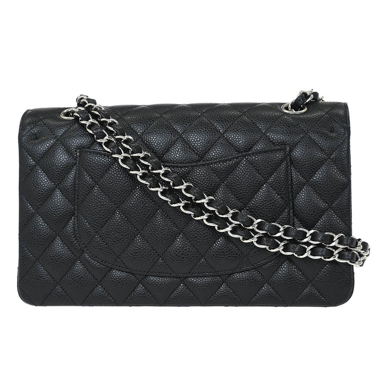 Chanel Black Calfskin Medium Classic Double Flap Shoulder Bag 154172