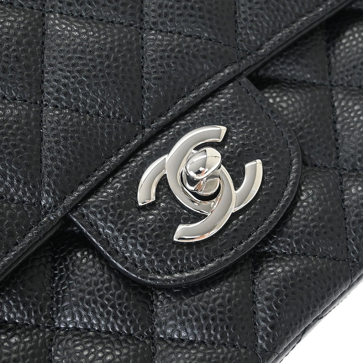Chanel Black Calfskin Medium Classic Double Flap Shoulder Bag 154172