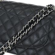 Chanel Black Calfskin Medium Classic Double Flap Shoulder Bag 154172
