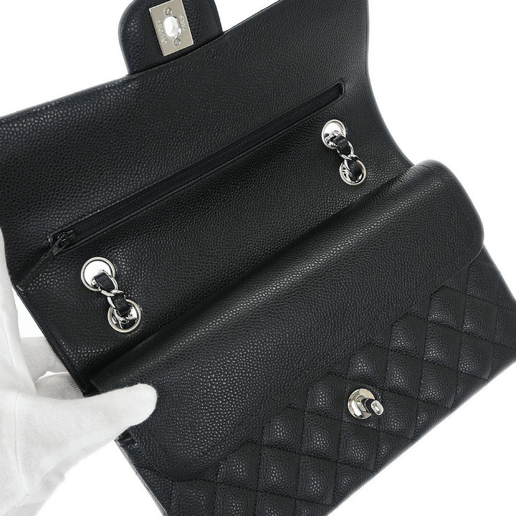 Chanel Black Calfskin Medium Classic Double Flap Shoulder Bag 154172
