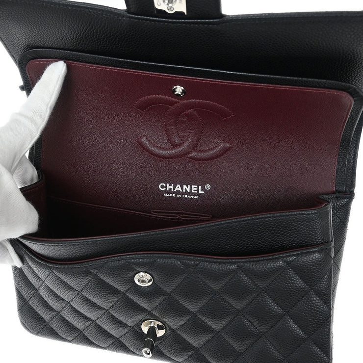 Chanel Black Calfskin Medium Classic Double Flap Shoulder Bag 154172