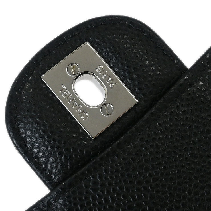 Chanel Black Calfskin Medium Classic Double Flap Shoulder Bag 154172