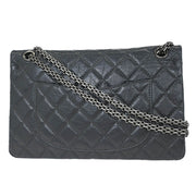 Chanel Gray Calfskin 2.55 Double Flap Shoulder Bag 154174