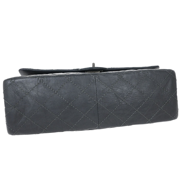 Chanel Gray Calfskin 2.55 Double Flap Shoulder Bag 154174